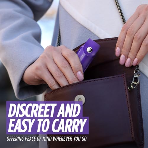 Keychain Pepper Spray for Women - Purple, 16 Feet Range, Leather Case
