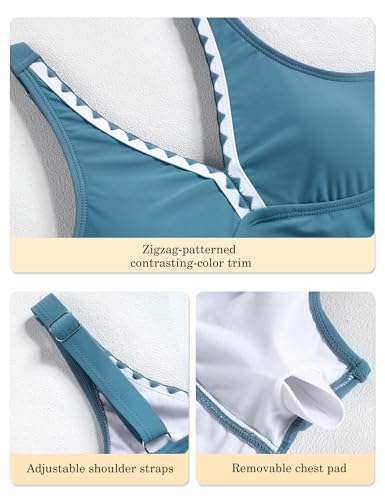 Girls One-Piece Swimsuit with Ruffle Detail - Deep Blue, 11-12 Years