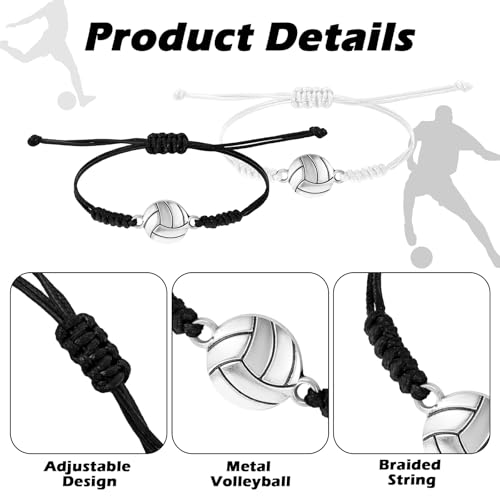 Volleyball Charm Bracelet Set - Adjustable Friendship Bracelets for Players