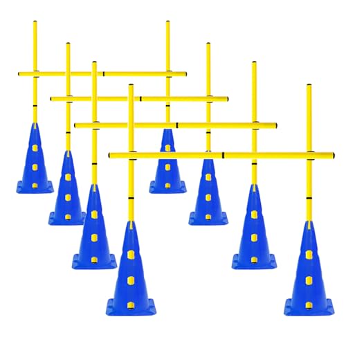 Agility Poles and Hurdles Set - Speed Training Equipment with 12 Poles & 8 Cones