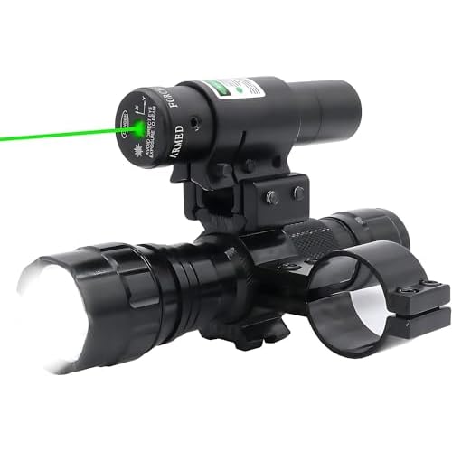 Tactical Flashlight Green Dot Sight Scope Combo with Rings Mount for Rifle Shotgun