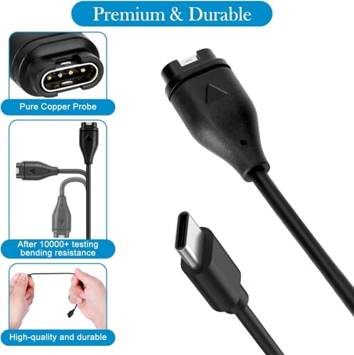 Garmin Watch Charger USB-C Cable - 2 Pack Replacement (1m)