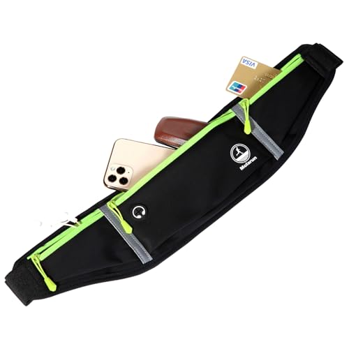 Slim Running Belt Fanny Pack - Water Resistant, Adjustable - Black