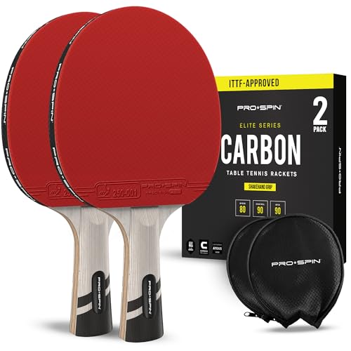 ITTF Approved Carbon Ping Pong Paddles - 2-Pack Active Red