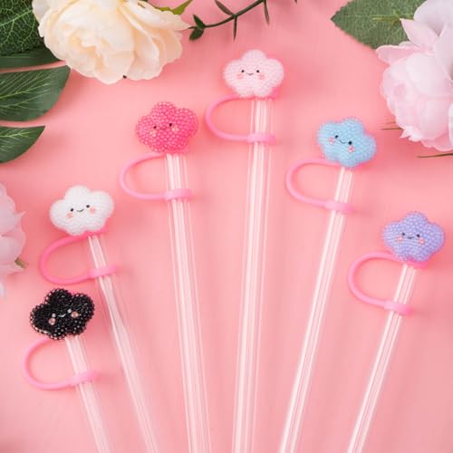 6Pcs Cloud Glitter Straw Covers for Stanley Cup - 10mm Silicone