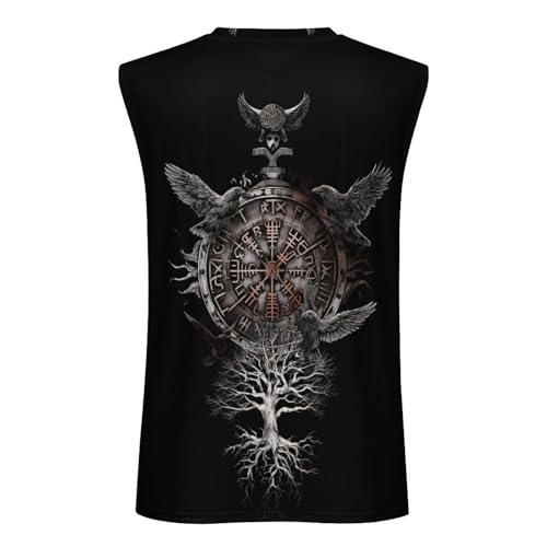 Clock Raven Men's Viking Sleeveless T-Shirt - X-Large Summer Graphic Muscle Tank Top
