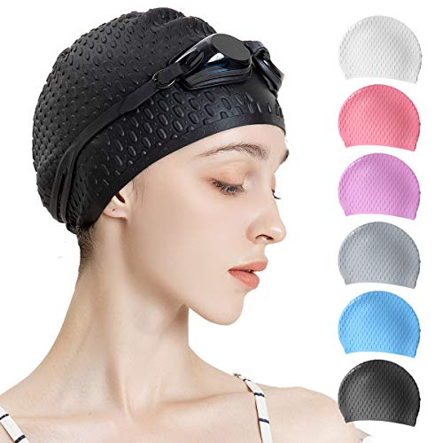 Tripsky Silicone Swim Cap,Comfortable Bathing Cap Ideal for Curly