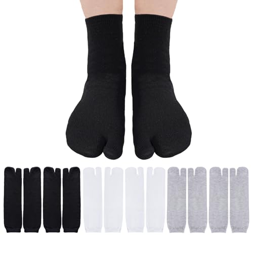 6 Pairs Cotton Tabi Split Toe Flip Flop Socks - Unisex