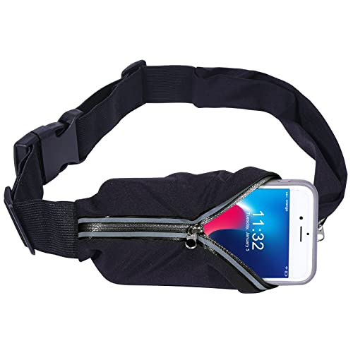 Running Belt Fanny Pack - Lightweight Moisture-Wicking Phone Holder - Black