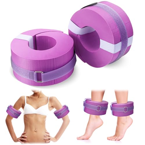 Foam Swim Aquatic Cuffs - 2 Pcs Water Aerobics Fitness Set - Purple