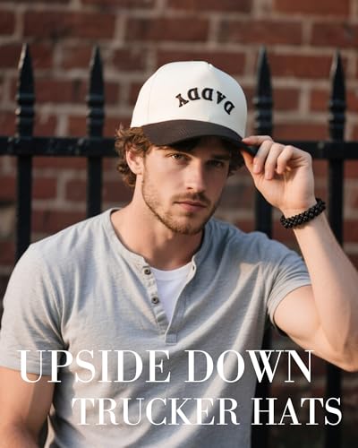 Waldeal Brown Upside Down Daddy Trucker Hat for Men - Adjustable Snapback Dad Baseball Cap - Fathers Day Gift from Daughter