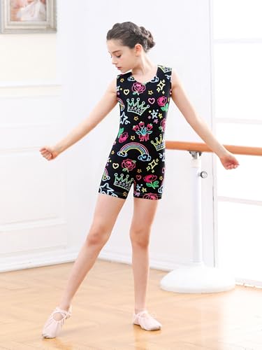 Gymnastics Leotards for Girls 8-9 Years - Neon Ballet Unitard with Shorts