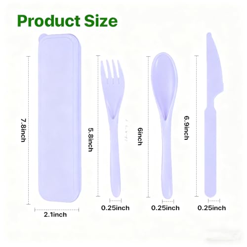 Wheat Straw Travel Utensil Set with Case - Purple
