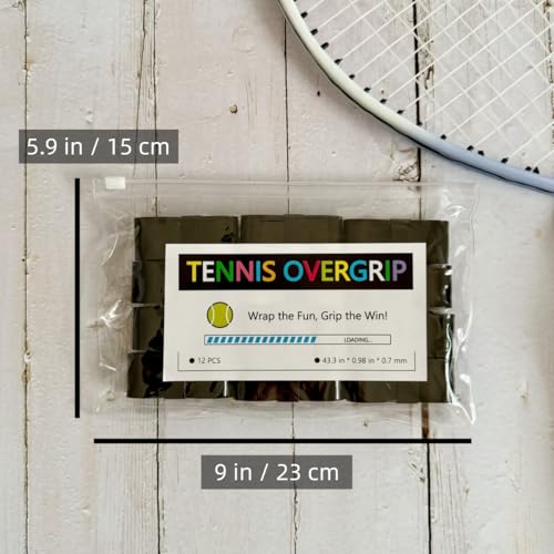 Tennis Racket Grip Tape - 12 Pack Overgrip with Black Color