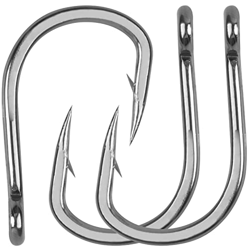 Saltwater Circle J Hooks for Tuna - 2/0, 20pcs Live Bait Hooks