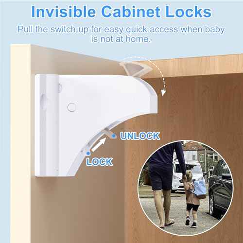 Child Safety Magnetic Cabinet Locks, AOSITE 10 Pack+2 Keys Baby Proofing Magnetic Drawer Locks for Kitchen with Adhesive No Drilling or Screws Fixed, Baby Safety Cabinet Locks