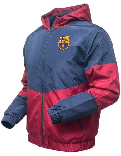Kids Barcelona Windbreaker Rain Jacket - Hooded Zip-Up Youth Sizes, Licensed