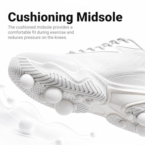 FENLERN Tennis Shoes Men Wide | Pickleball, Racquetball & Running Sneakers – White, Size 10
