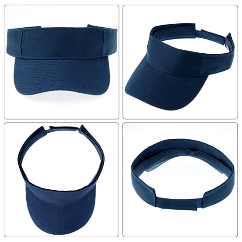 Adjustable Sport Visors Sun Hat - One Size Navy Blue