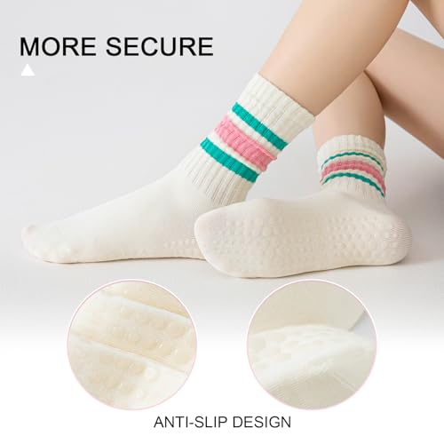 Vintage Pilates Socks with Grips - Pink, One Size