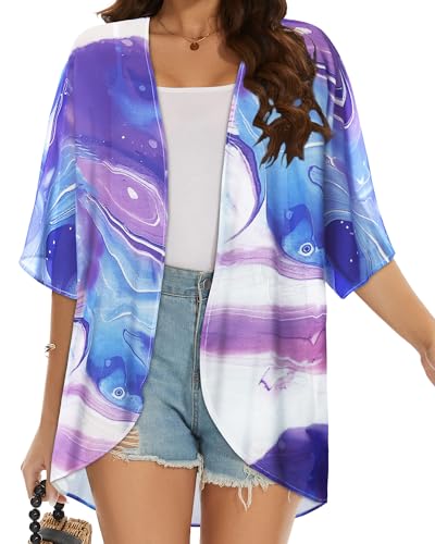 Women's Floral Kimono Beach Cover Up - Chiffon Cardigan