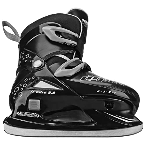 Adjustable Ice Skates for Boys - Nitro 8.8 Grey, Large (4-7)