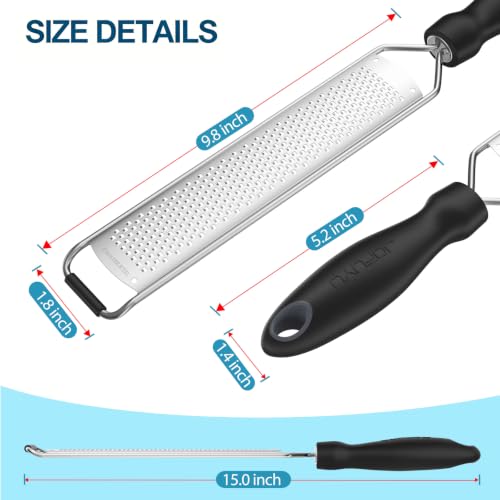 Lemon Zester Grater - Stainless Steel with Handle - Black
