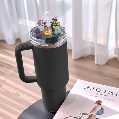 LA KEN DU 40oz Halloween Stanley Cup Charm Lids & Straw Cover — Glow-in-the-Dark Tumbler Accessories