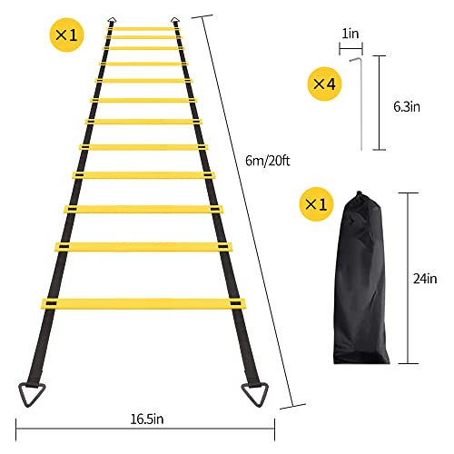 12 Rung Agility Ladder Set with Steel Stakes & Carry Bag