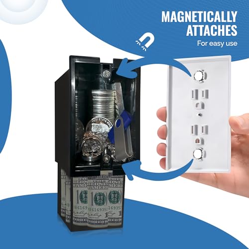 Wall Outlet Safe - Hidden Diversion Safe (Simple Install, Magnetically Attaches For Quick Access) Hiding Places for Valuables | Hide in Plain Sight Key Money Jewelry Cash Holder Safes Outlet Safe Box