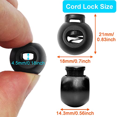Plastic Cord Locks - 50 Pack Black Spring Toggle Stoppers