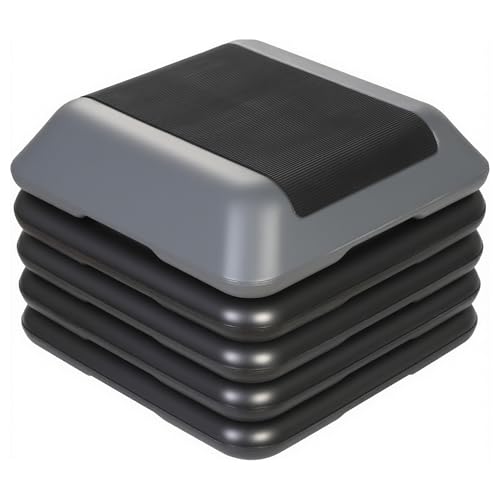 Adjustable Aerobic Step Platform - 16 Inch, 4 Height Levels, Gray