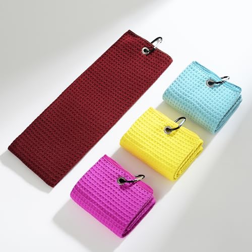 Premium Waffle-Weave Golf Towel - 16" x 24" - Vivid Magenta