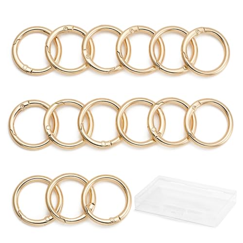 15pcs Gold Round Carabiner Clips & O Rings for Keychains