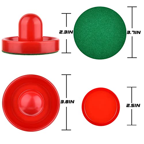 Air Hockey Pushers and Pucks Set - 4 Pushers & 8 Pucks - Blue & Red
