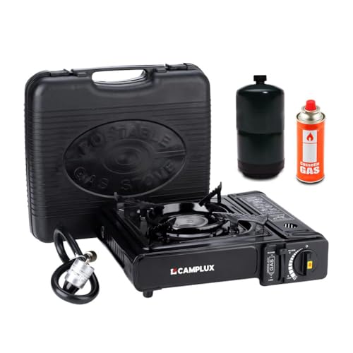 Camplux Dual Fuel 1 Burner Portable Stove with Carrying Case – Propane & Butane, CSA Certified