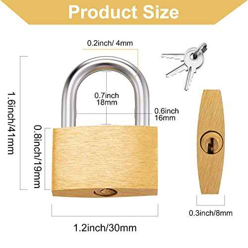 Kenning 16 Pcs Solid Keyed Alike Padlocks 1.18" Solid Brass Padlock with Key Weatherproof Luggage Locks Suitcase Lock Wide Body with Hardened Steel Shackle for Sheds, Storage Unit, Gym Fence