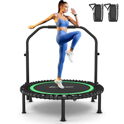 Fitness Trampoline 40" Bungee Rebounder with Adjustable Handle - Training Green