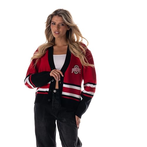 Ohio State Cropped Jacquard Cardigan - Medium