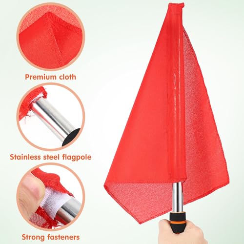 4-Piece Soccer Referee Flags Set with Sponge Handle & Steel Pole