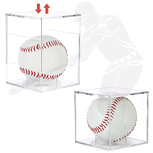 Clear Acrylic Baseball Display Case - 2-Pack for Official Size