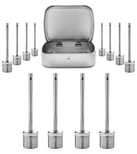 Stainless Steel Ball Pump Needles - 12 Pack with Storage Tin Box