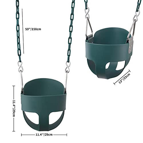 Toddler Swing with High Back EVA Seat & Iron Chains - Green