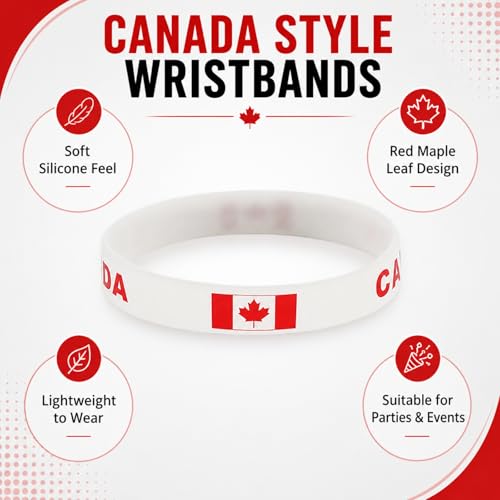 Canada Flag Silicone Bracelet - Patriotic Rubber Wristband for Sports