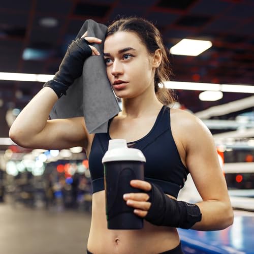 Highly Absorbent Microfiber Gym Towels - 3 Pack, 16 x 27 Inch, Grey