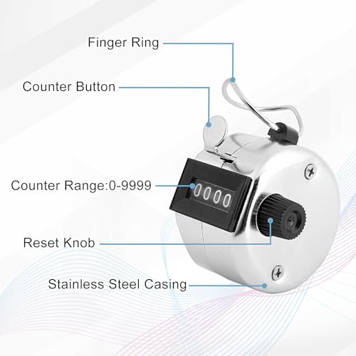 2 Pack Hand Tally Counter - 4-Digit Mechanical Metal Clicker