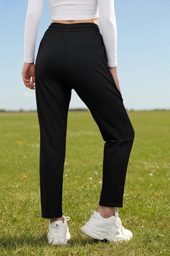 IWOLLENCE Women's Active Stretch Pants Large Black Quick Dry Workout Leggings