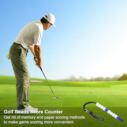 Golf Stroke Counter Beads with Clips - White & Blue - 2 Pack