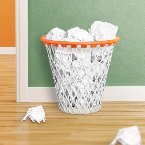 Basketball Wastebasket - Quirky Design, Strong ABS Plastic, White