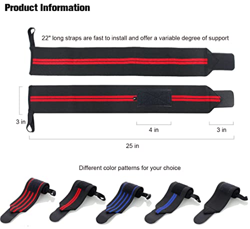 Wrist Wraps for Weightlifting - 2 Pack Adjustable Support - Black